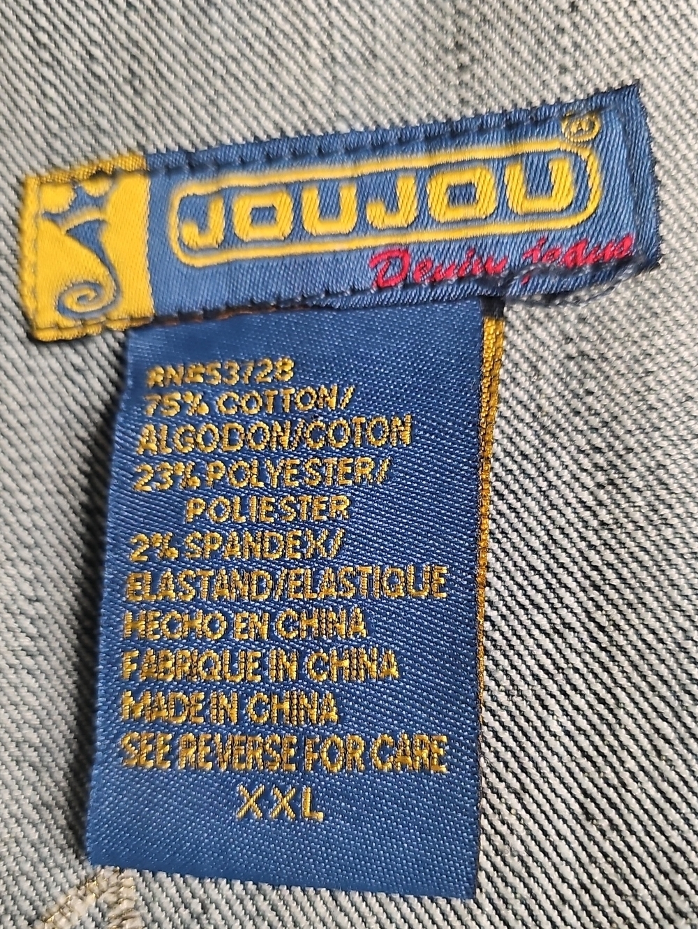 Jou Jou Embroidered  Butterfly Denim Blazer Jacket in Faded Blue - Picture 7 of 7